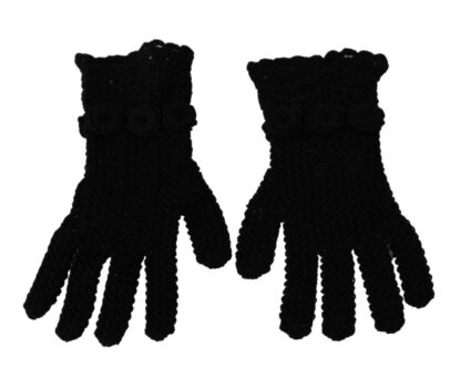 Dolce & Gabbana - Elegant Black Knitted Mid-Arm Gloves