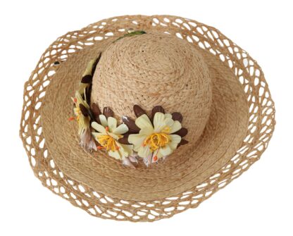 Dolce & Gabbana - Elegant Beige Floral Bucket Hat