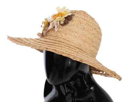 Dolce & Gabbana - Elegant Beige Floral Bucket Hat