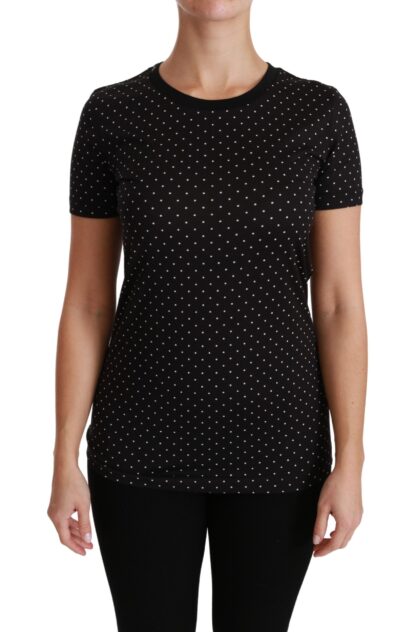 Dolce & Gabbana - Chic Black Dotted Crewneck Cotton Tee