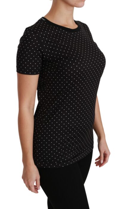 Dolce & Gabbana - Chic Black Dotted Crewneck Cotton Tee