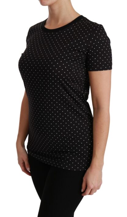 Dolce & Gabbana - Chic Black Dotted Crewneck Cotton Tee