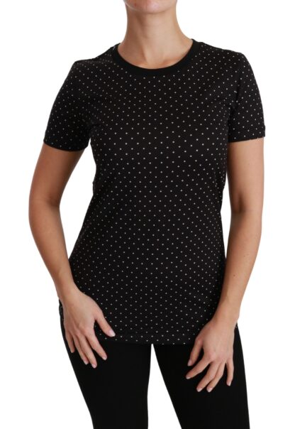 Dolce & Gabbana - Chic Black Dotted Crewneck Cotton Tee