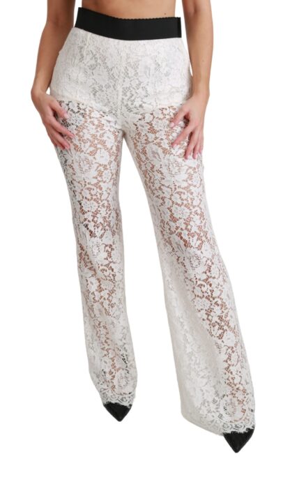 Dolce & Gabbana - Elegant White Lace High Waist Pants