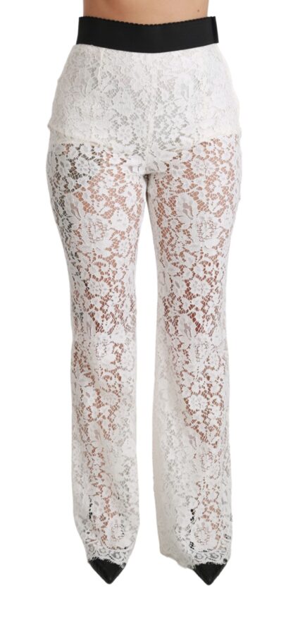 Dolce & Gabbana - Elegant White Lace High Waist Pants