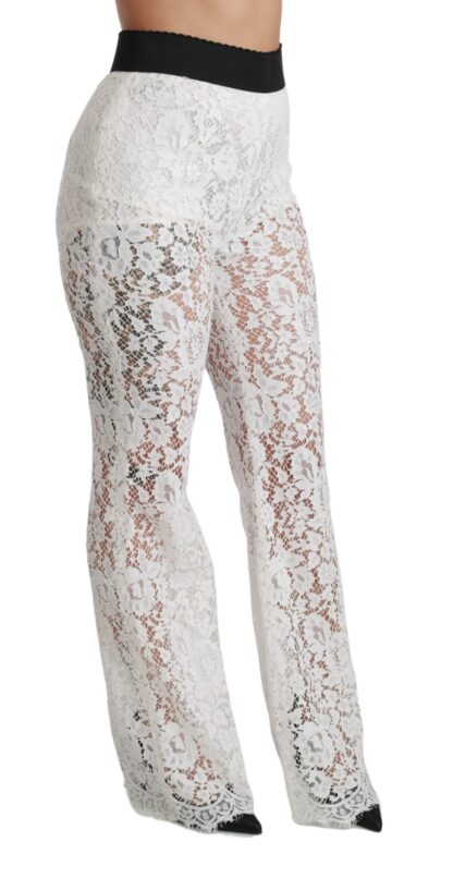 Dolce & Gabbana - Elegant White Lace High Waist Pants