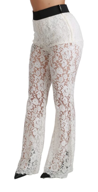 Dolce & Gabbana - Elegant White Lace High Waist Pants