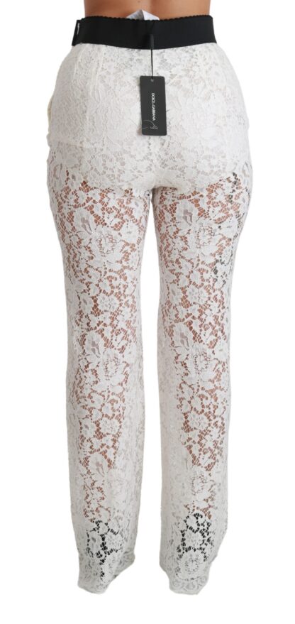 Dolce & Gabbana - Elegant White Lace High Waist Pants