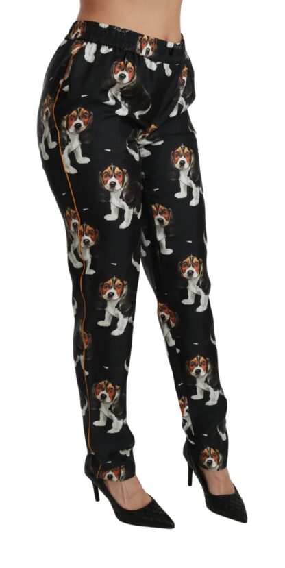 Dolce & Gabbana - Elegant Silk Puppy Dog Print Pants