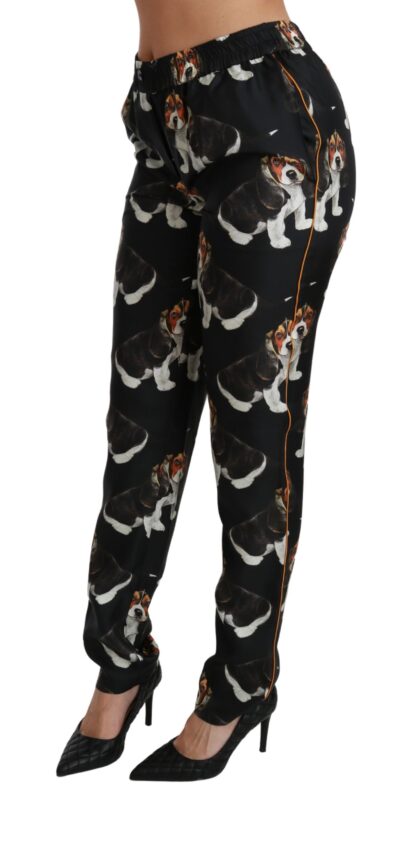 Dolce & Gabbana - Elegant Silk Puppy Dog Print Pants