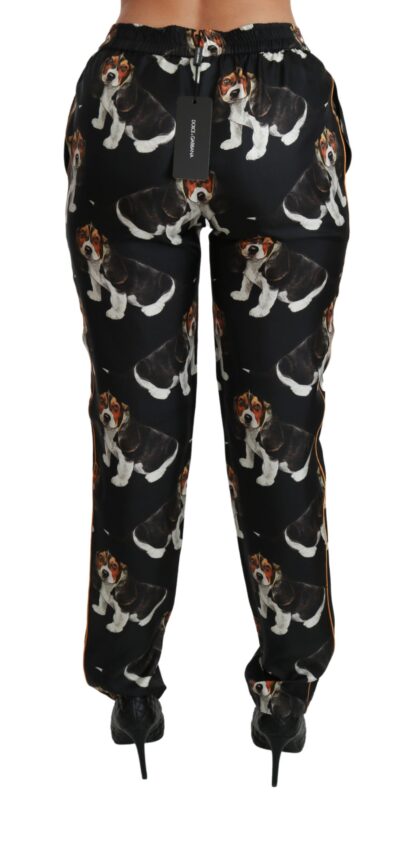 Dolce & Gabbana - Elegant Silk Puppy Dog Print Pants