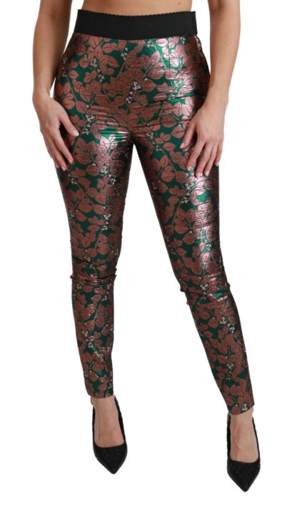 Dolce & Gabbana - Elegant Bronze Leaf Metallic Trousers