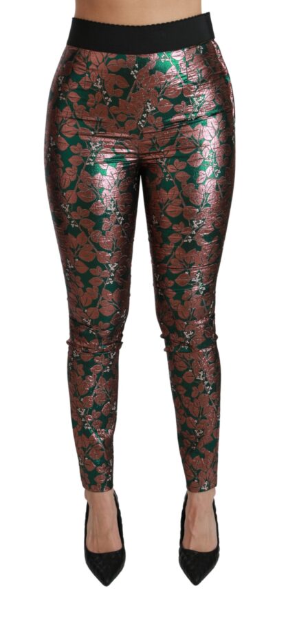 Dolce & Gabbana - Elegant Bronze Leaf Metallic Trousers