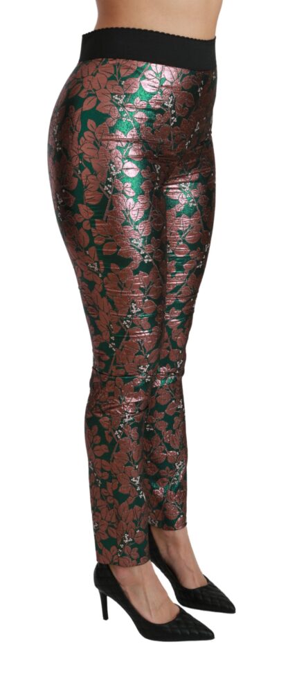 Dolce & Gabbana - Elegant Bronze Leaf Metallic Trousers