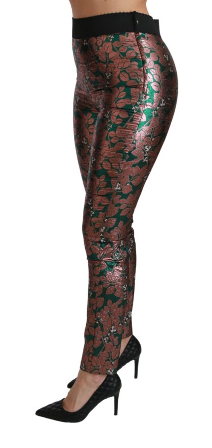 Dolce & Gabbana - Elegant Bronze Leaf Metallic Trousers