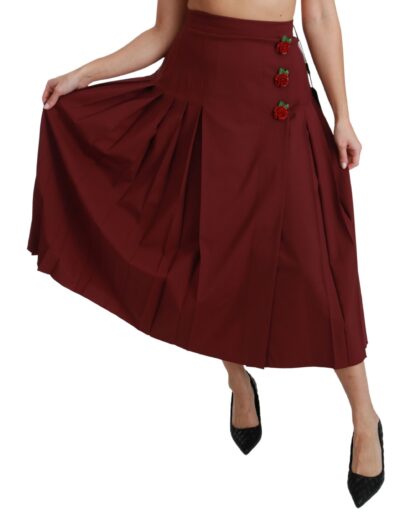 Dolce & Gabbana - Elegant Red High Waist Virgin Wool Skirt