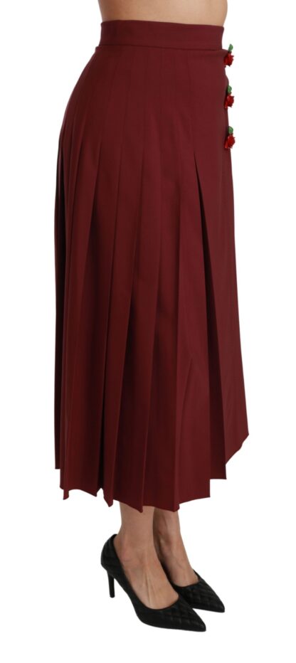 Dolce & Gabbana - Elegant Red High Waist Virgin Wool Skirt