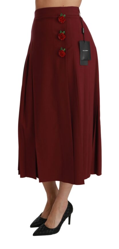 Dolce & Gabbana - Elegant Red High Waist Virgin Wool Skirt