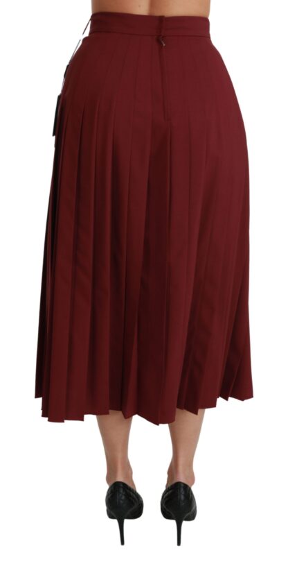 Dolce & Gabbana - Elegant Red High Waist Virgin Wool Skirt