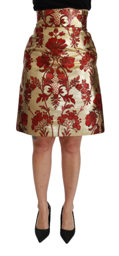 Dolce & Gabbana - Opulent Gold Floral Jacquard Skirt