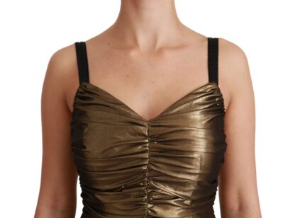 Dolce & Gabbana - Gold Stretch Lame Ruched Dress