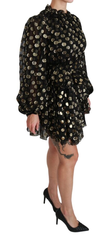 Dolce & Gabbana - Elegant Black Gold Polka Mini Dress