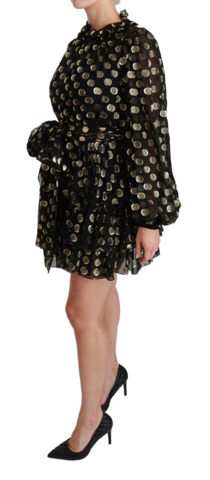 Dolce & Gabbana - Elegant Black Gold Polka Mini Dress