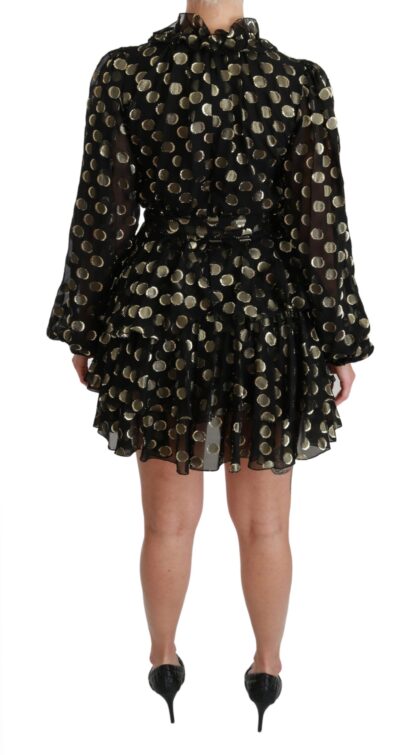 Dolce & Gabbana - Elegant Black Gold Polka Mini Dress