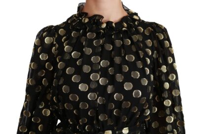 Dolce & Gabbana - Elegant Black Gold Polka Mini Dress