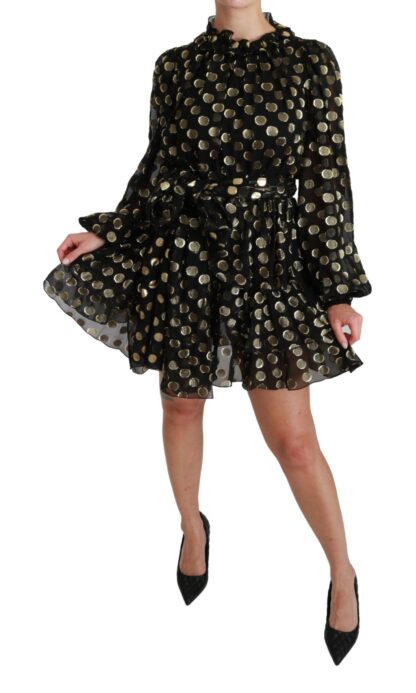 Dolce & Gabbana - Elegant Black Gold Polka Mini Dress