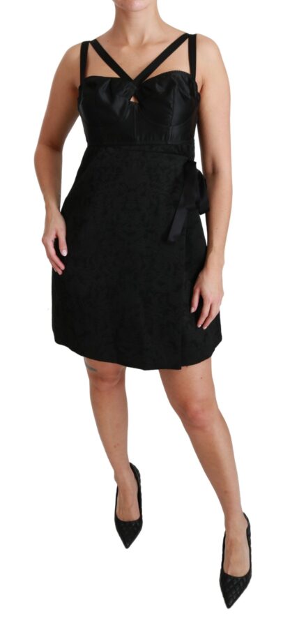 Dolce & Gabbana - Elegant Black Jacquard Sheath Dress