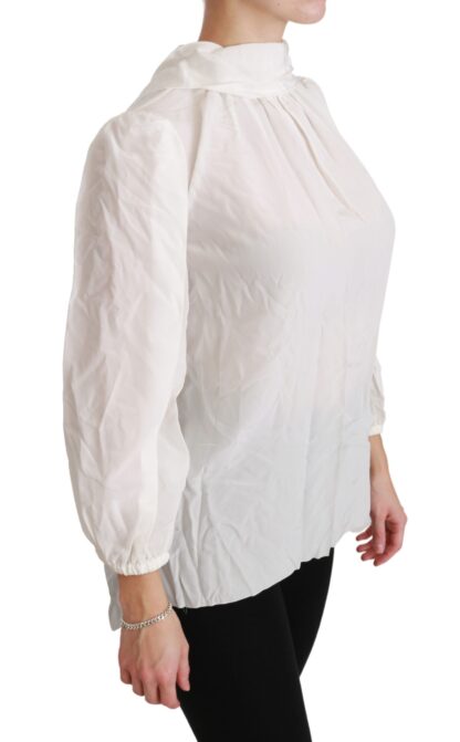 Dolce & Gabbana - Elegant White Silk Turtle Neck Blouse