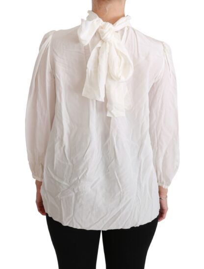 Dolce & Gabbana - Elegant White Silk Turtle Neck Blouse