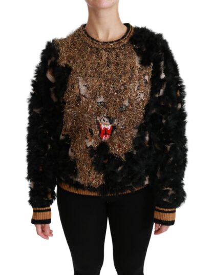 Dolce & Gabbana - Elegant Leopard Motive Wool Blend Sweater