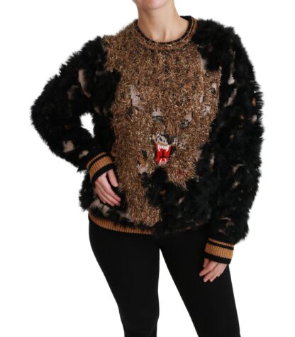 Dolce & Gabbana - Elegant Leopard Motive Wool Blend Sweater