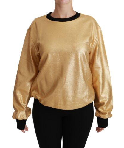 Dolce & Gabbana - Elegant Gold Crew Neck Cotton Sweater