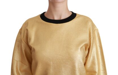 Dolce & Gabbana - Elegant Gold Crew Neck Cotton Sweater