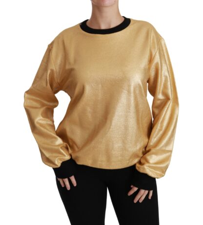 Dolce & Gabbana - Elegant Gold Crew Neck Cotton Sweater