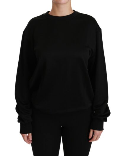 Dolce & Gabbana - Elegant Black Cotton Crew Neck Pullover Sweater