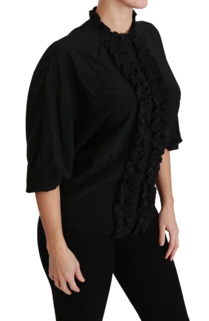 Dolce & Gabbana - Elegant Black Silk Short Sleeve Blouse