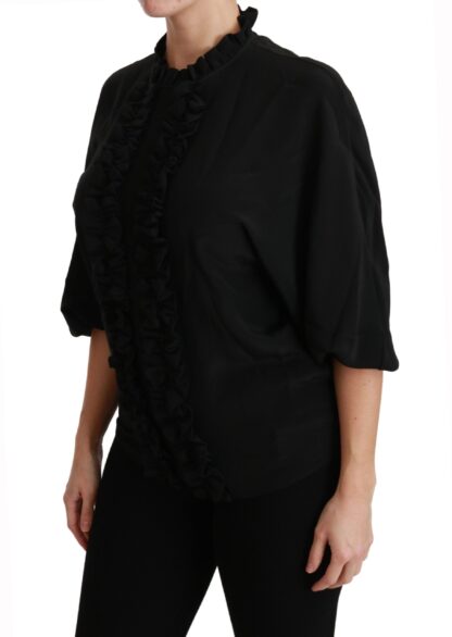 Dolce & Gabbana - Elegant Black Silk Short Sleeve Blouse