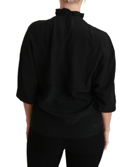 Dolce & Gabbana - Elegant Black Silk Short Sleeve Blouse