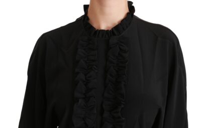 Dolce & Gabbana - Elegant Black Silk Short Sleeve Blouse