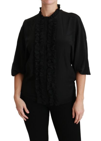 Dolce & Gabbana - Elegant Black Silk Short Sleeve Blouse