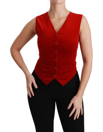 Dolce & Gabbana - Elegant Red Sleeveless Silk Blend Vest