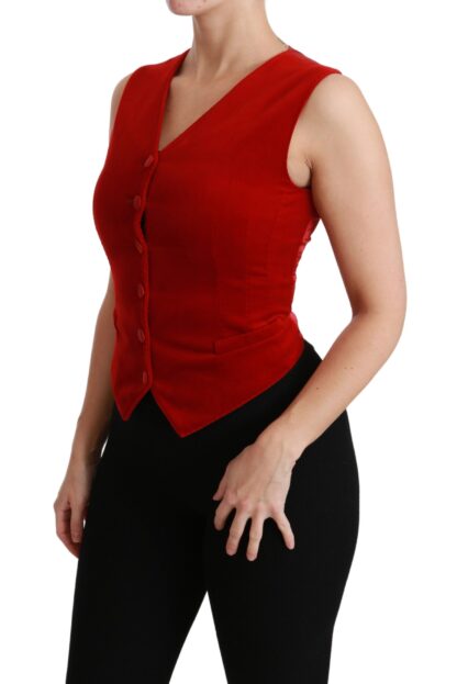 Dolce & Gabbana - Elegant Red Sleeveless Silk Blend Vest