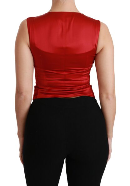 Dolce & Gabbana - Elegant Red Sleeveless Silk Blend Vest