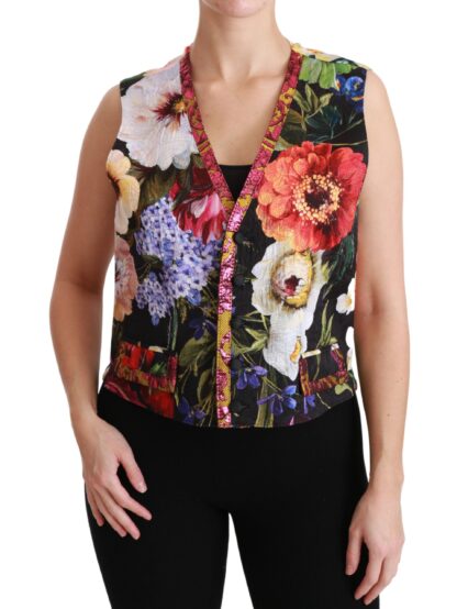 Dolce & Gabbana - Multicolor Brocade Floral Sleeveless Vest