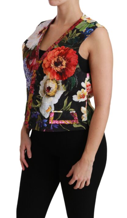 Dolce & Gabbana - Multicolor Brocade Floral Sleeveless Vest