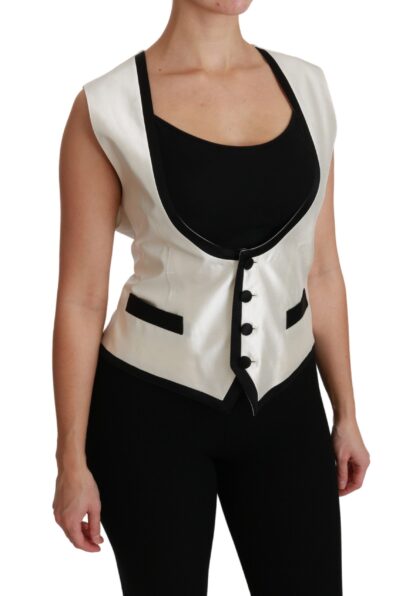 Dolce & Gabbana - Elegant Silk Sleeveless Vest in Black & White